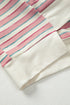 Colorblock Striped Patchwork Henley Pullover Top Exposed-Seam Drop-Shoulder